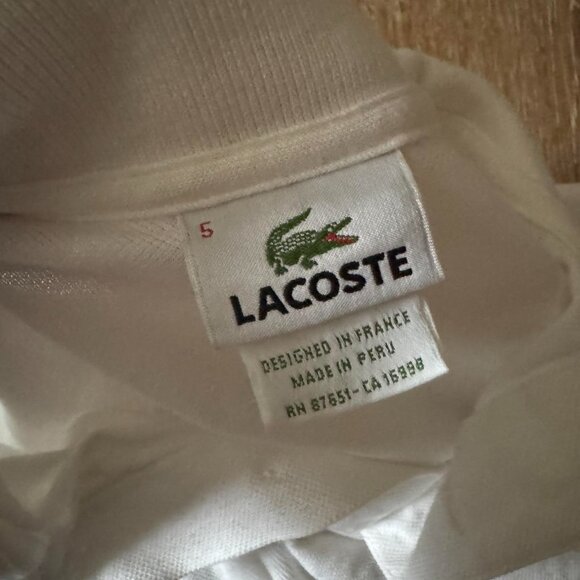 Lacoste White Mens Long Polo Long Sleeve Shirt size 5 men’s large - Picture 6 of 7